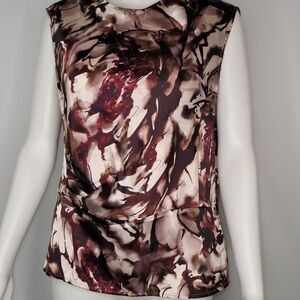 Jones New‎ York Brown Sleeveless Peplum Blouse